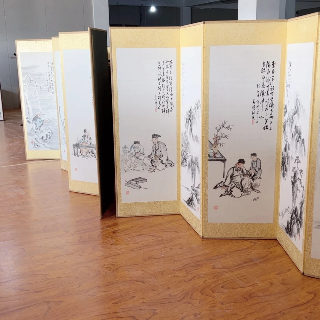 绘画屏风框画茶空间设计