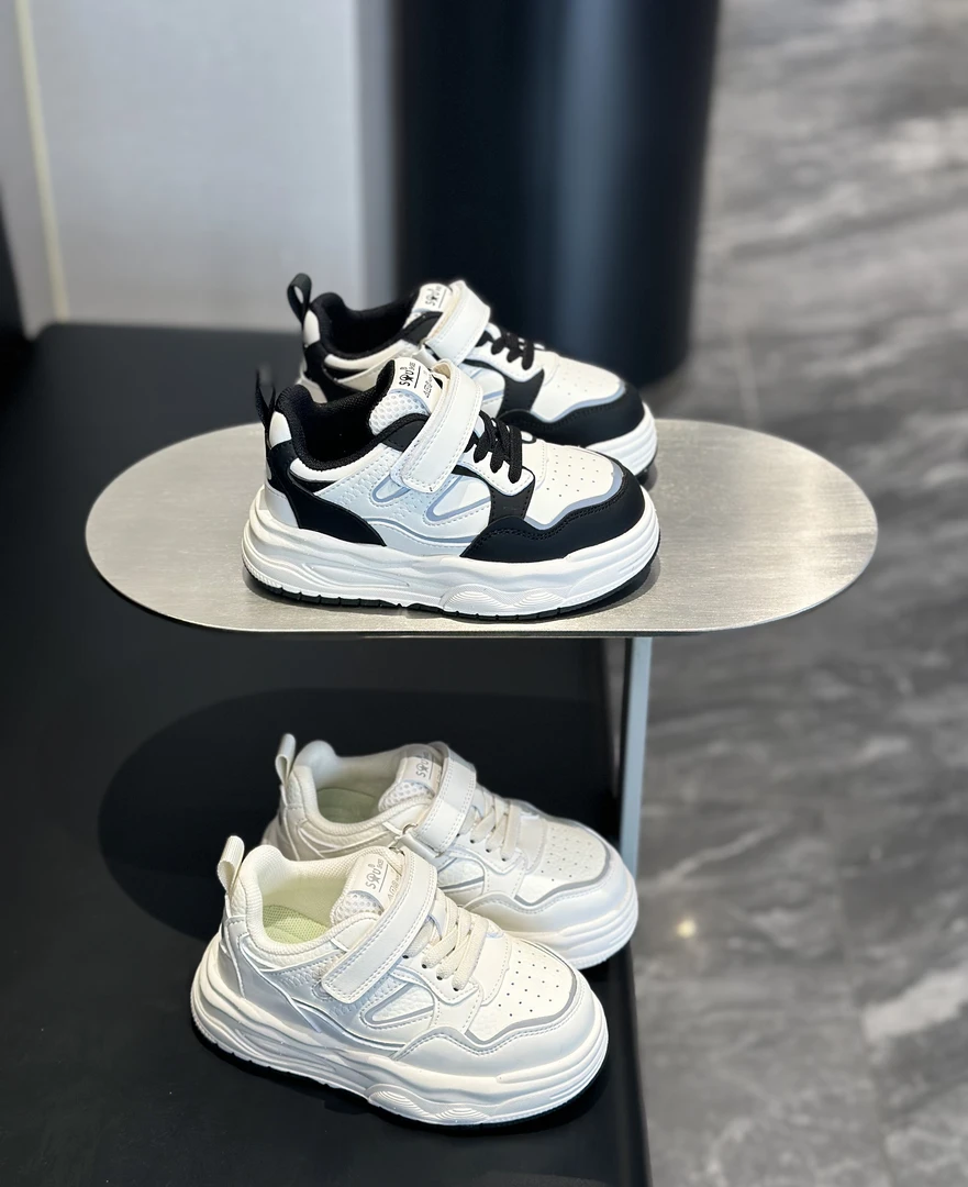 熊猫板鞋春季童鞋男童低帮休闲鞋女童小白鞋