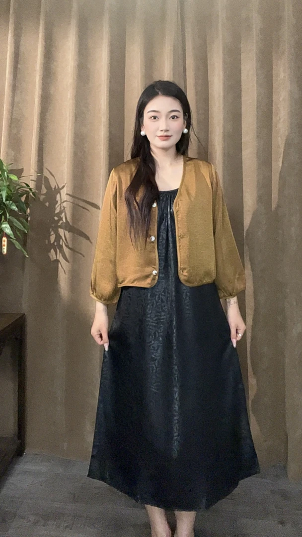 【龟裂纹】早秋醋酸缎面真丝香云纱长袖外套桑蚕丝显瘦轻薄女装衬衫