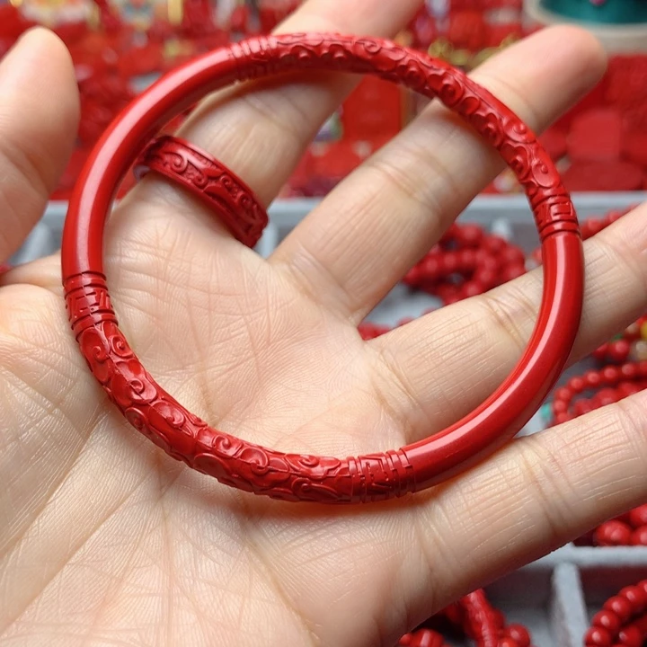 天然辰砂工艺品朱砂64圈口