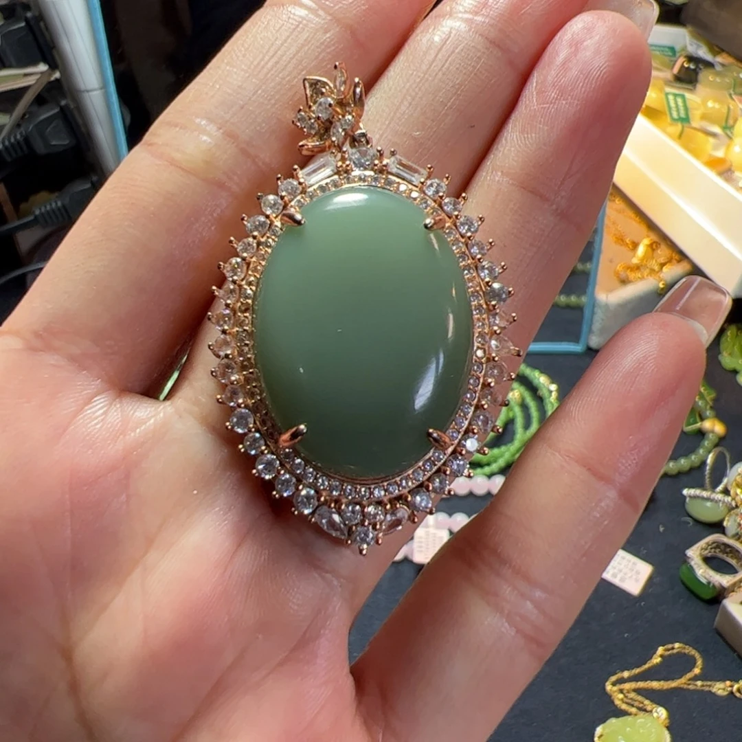 和田玉银S925镶嵌颈饰