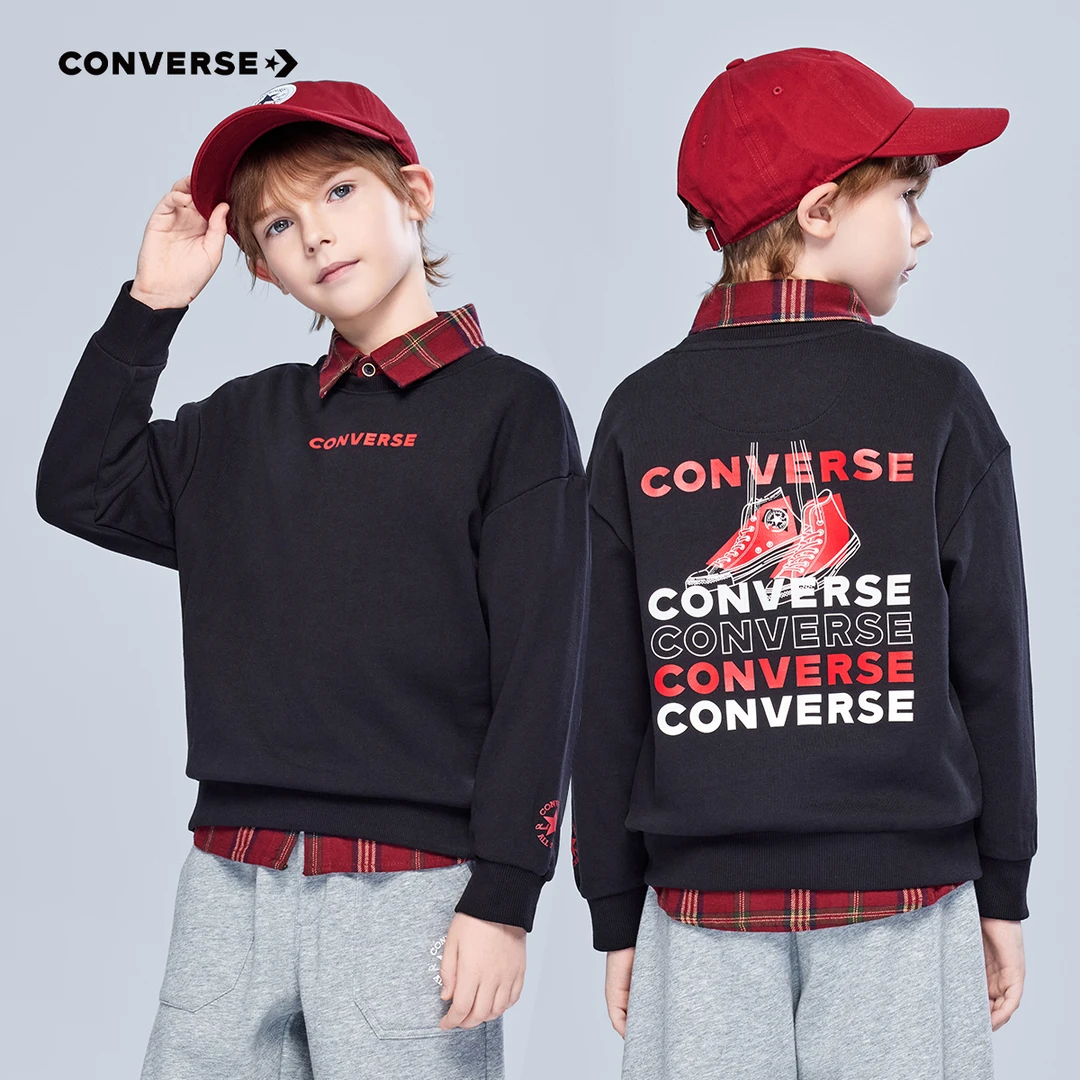 Converse匡威儿童卫衣长袖圆领印花2025春秋季套头无帽卫衣J617