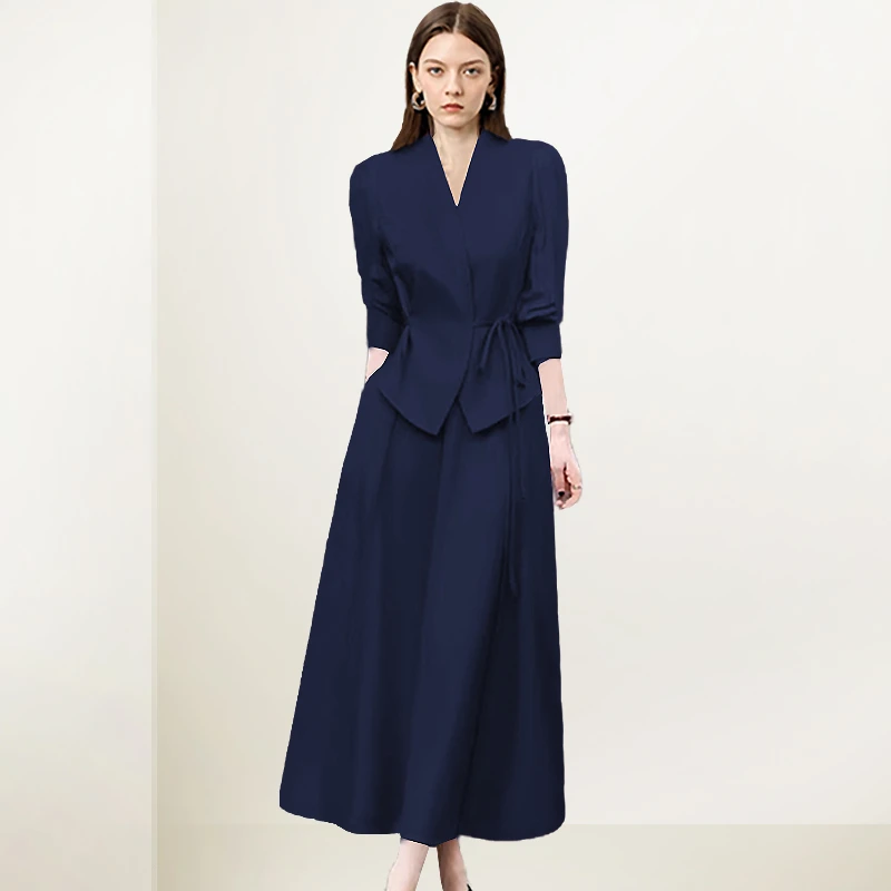 QOOEL别致优雅上衣半身裙两件套2025秋款法式高级感气质整套穿搭