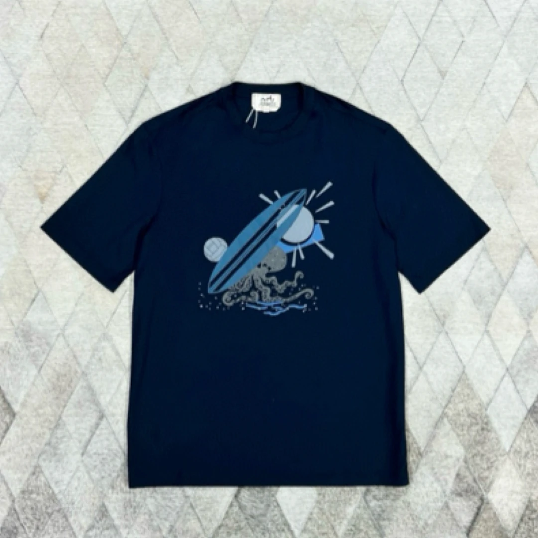 未使用 Hermes/爱马仕 128035 海岛棉帆船T恤