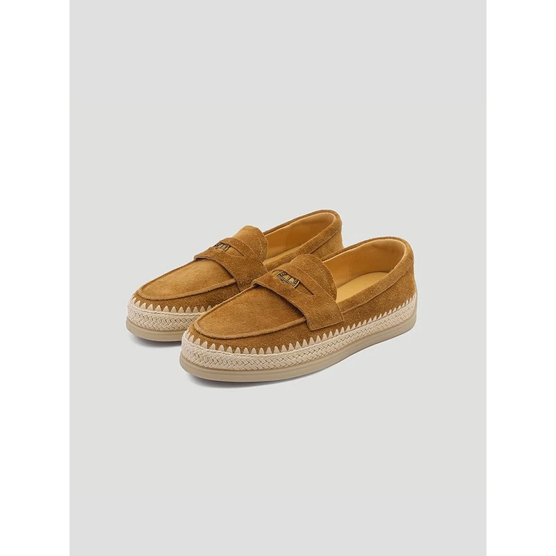 羊皮版~2025年新款复古风圆头厚底乐福鞋一脚蹬懒人英伦百搭皮鞋