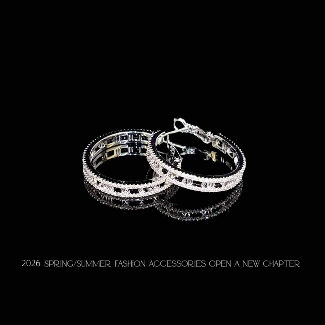 铜合金耳饰 镀白金 2026款G2046【环月碎星】BOBAOLI 耳环