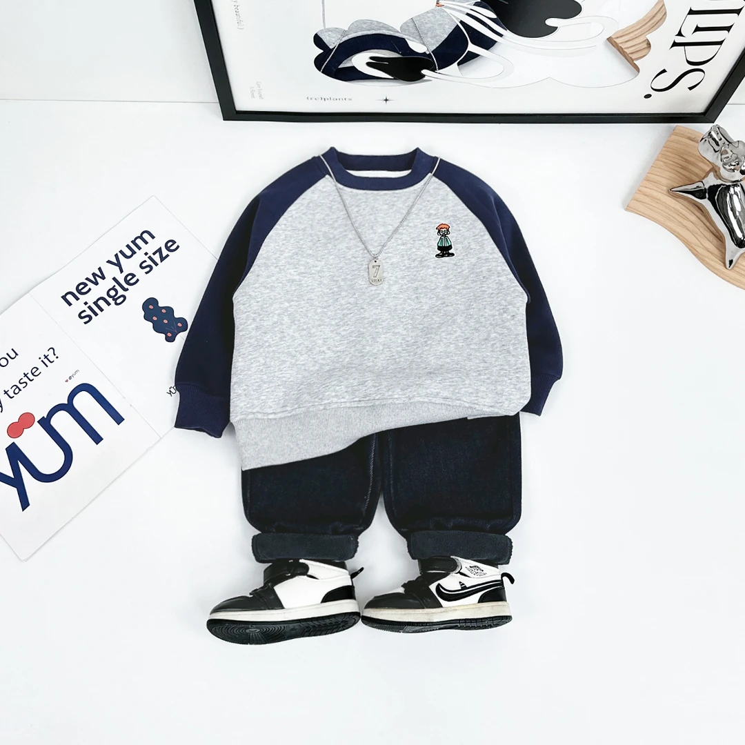 儿童卫衣加绒款长袖2025新款秋冬装男童 D-FB24315 悠悠童话童装