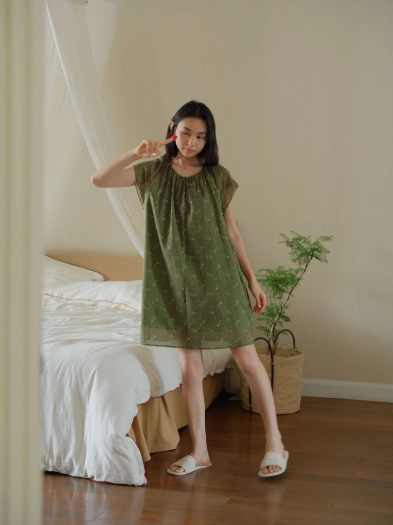 朵朵可可25年春夏碎花薄款新款家居睡裙dq048