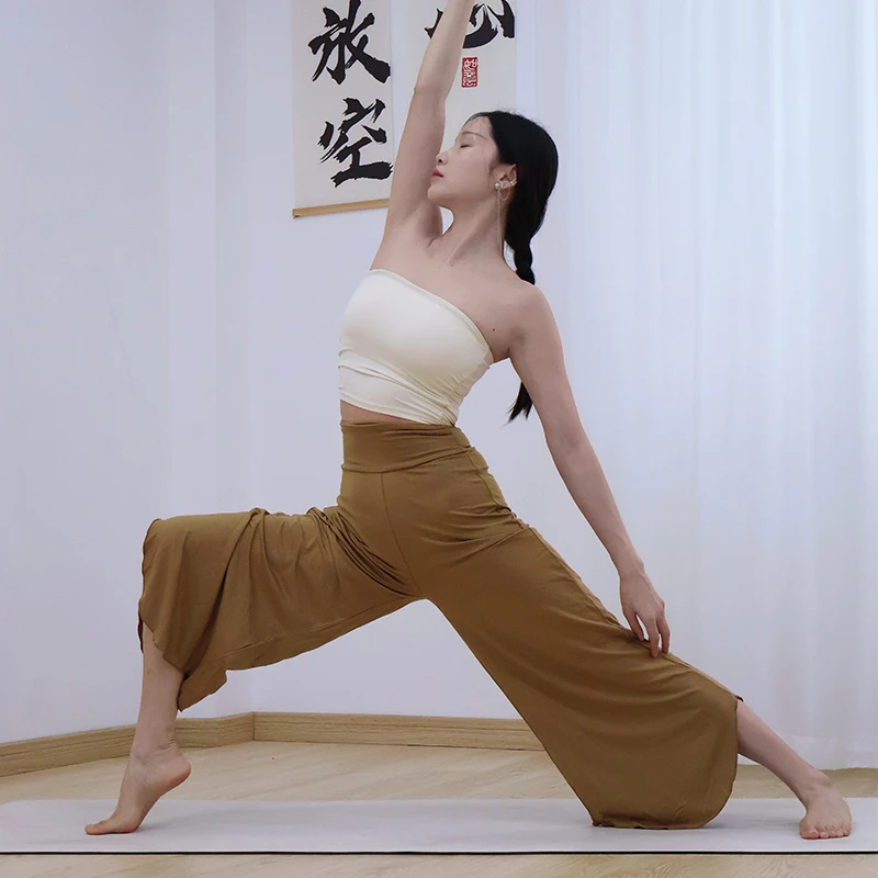 内观流舞韵瑜伽裤高腰宽松舞蹈裤女2025新款高级轻熟风暮色浮云裤