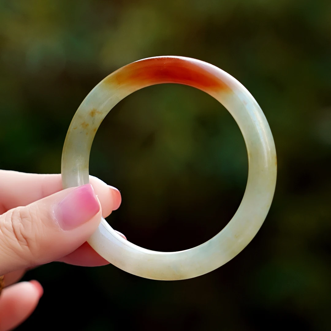 【缘起青红】57圈 清 秋香底红翡洒金翡翠手镯 稀有全品老坑冰种