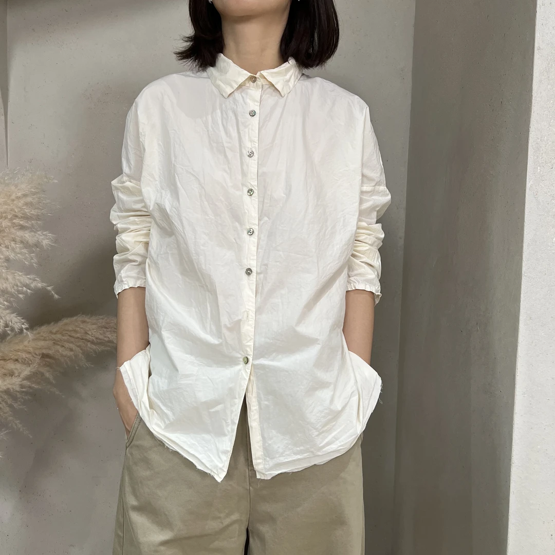 Li Wang/里望设计师款 纸感棉自然褶皱舒适透气百搭衬衫