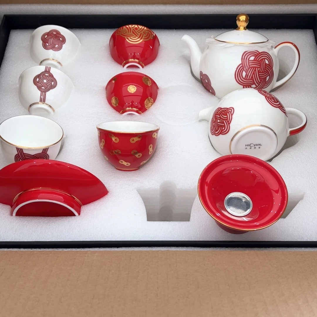 瓷片中国结12头茶具合格品