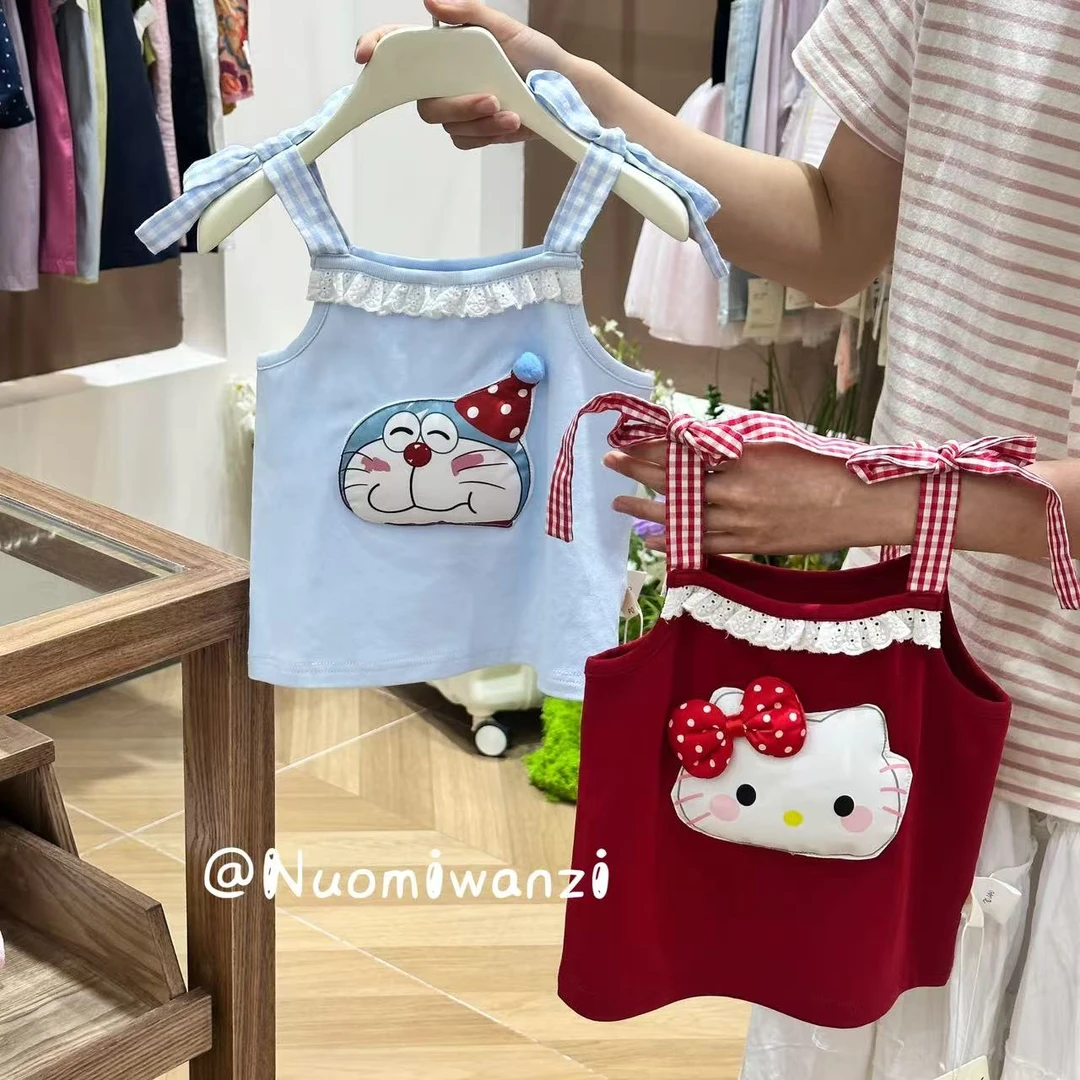 丸子十【现货】立体吊带花边吊带格子肩带（夏款）WZJ-23678