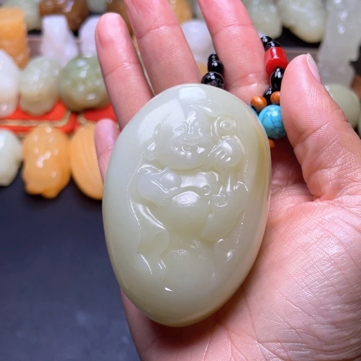 石材方解石手把件