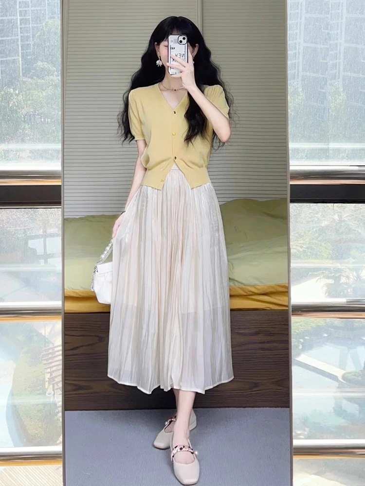 2025夏装搭配一整套茶系穿搭别致绝美小香风高级感上衣裙子套装女