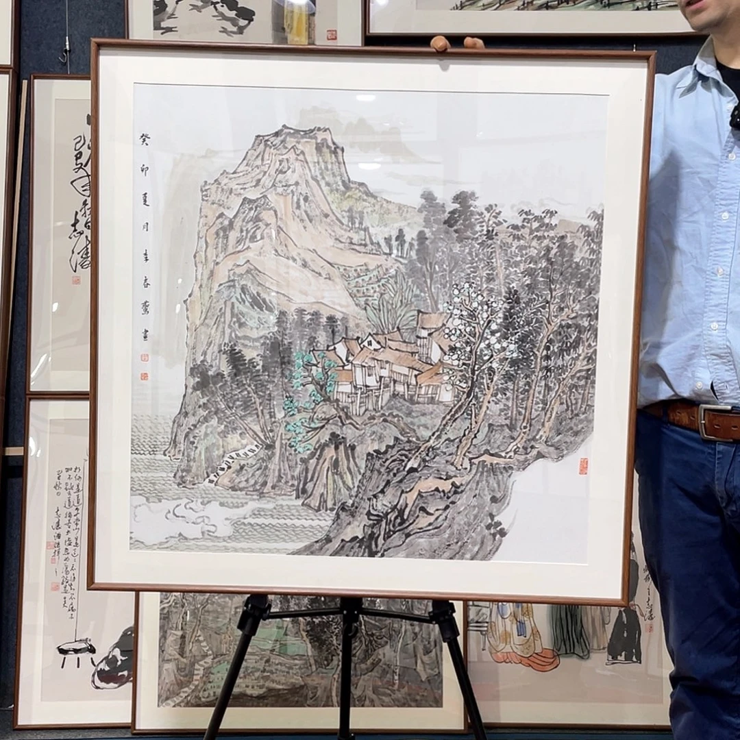 国画手绘画作品带框80/80