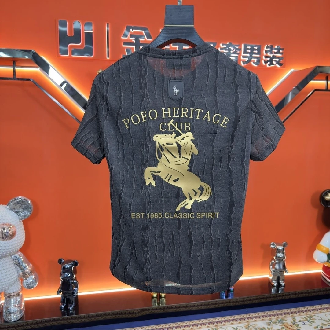 BW 短袖常规款轻奢圆领几何高奢夏季潮流裂纹T恤 k-381