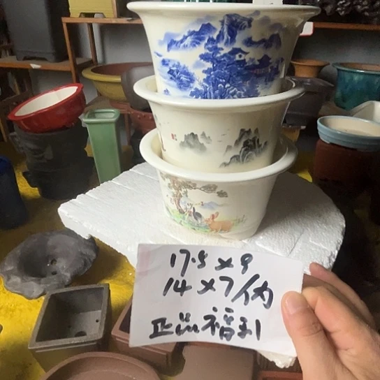 宜兴紫砂花盆贴画