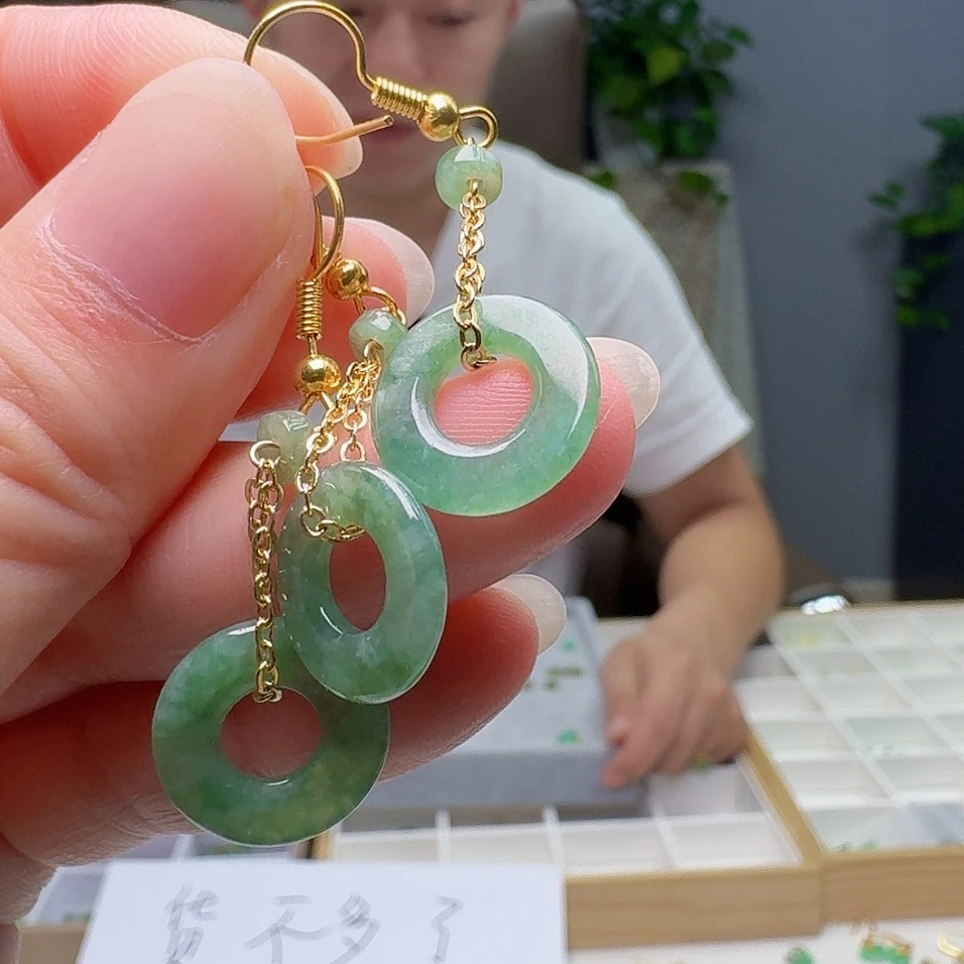 翡翠银S925镶嵌耳饰多样性发货其一