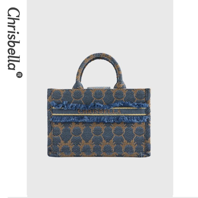 CHRISBELLA品牌设计师款牛仔托特包
