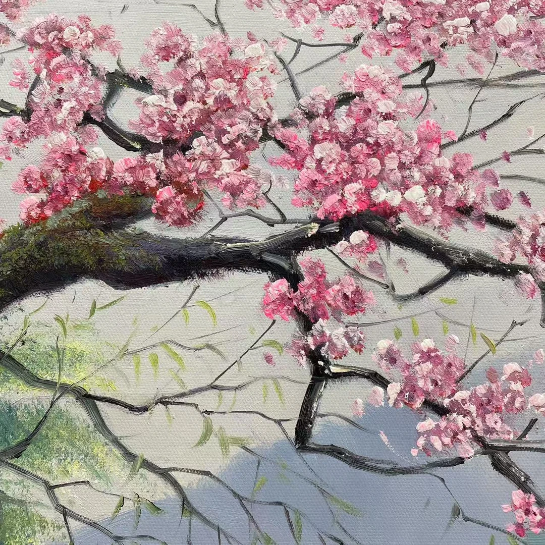 林彦新-*** -迎春- 约50*60厘米-手绘油画-麻布