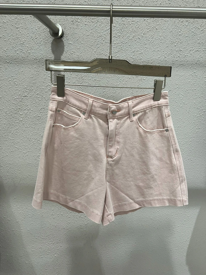 高腰女士复古水洗宽松短裤夏季简约风短裤厚款