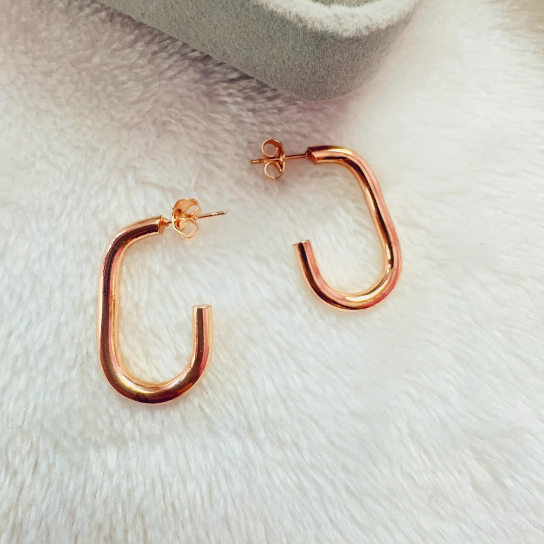 铜合金耳饰 parilar新款玫瑰金色方形耳环时尚气质个性款910