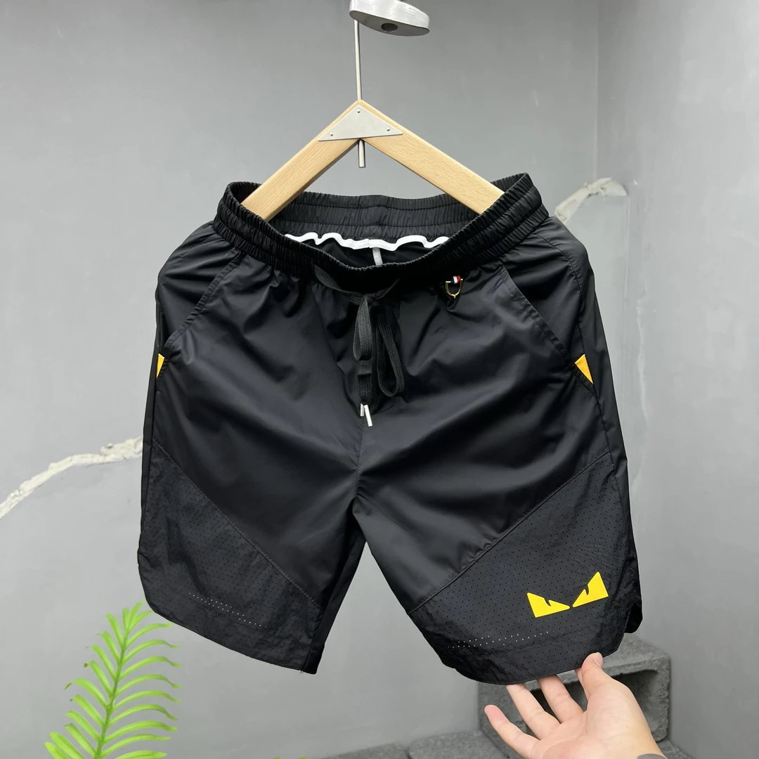 夏季新款男士打孔空调裤休闲速干透气短裤时尚简约纯色痞帅五分裤