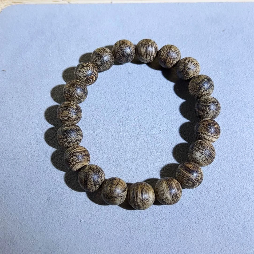 沉香手串天然文莱黑棋蛇皮老料1.1单圈 兰香甜凉棋韵