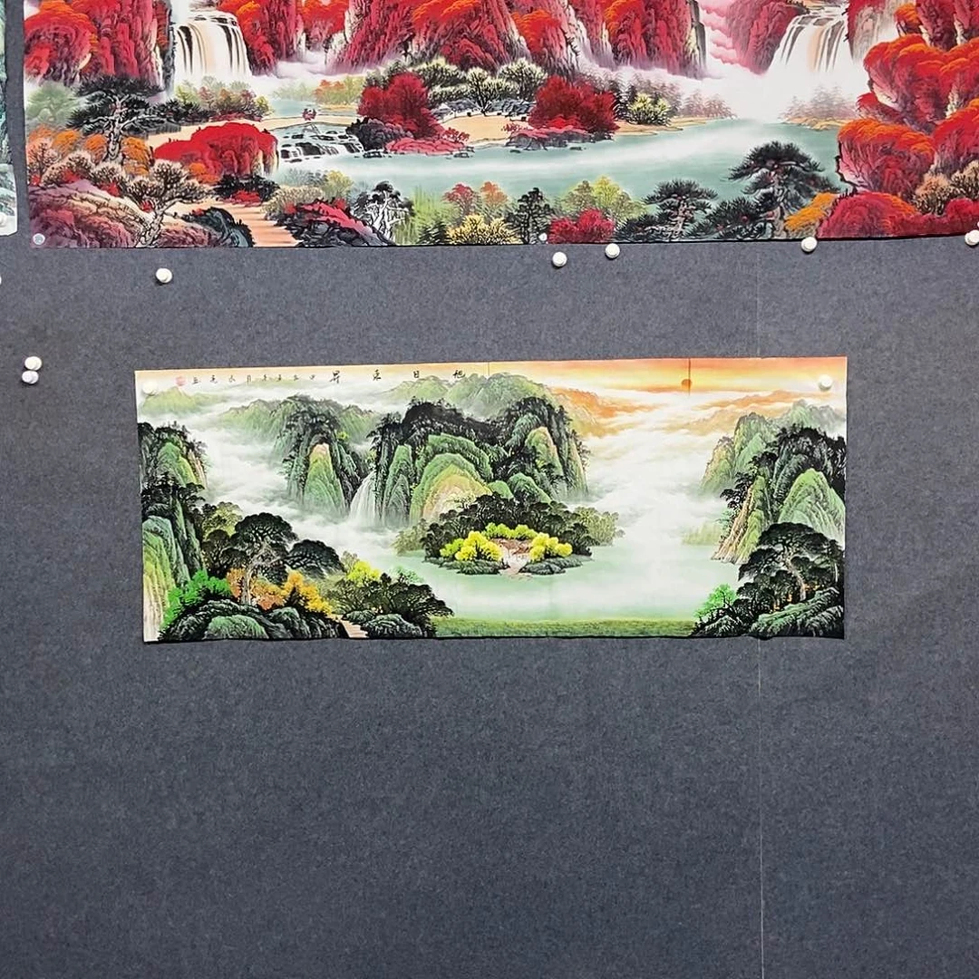 国画小六尺山水微瑕处理一副