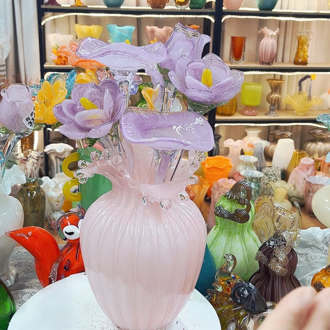 琉璃家悦琉璃花瓶摆件一套