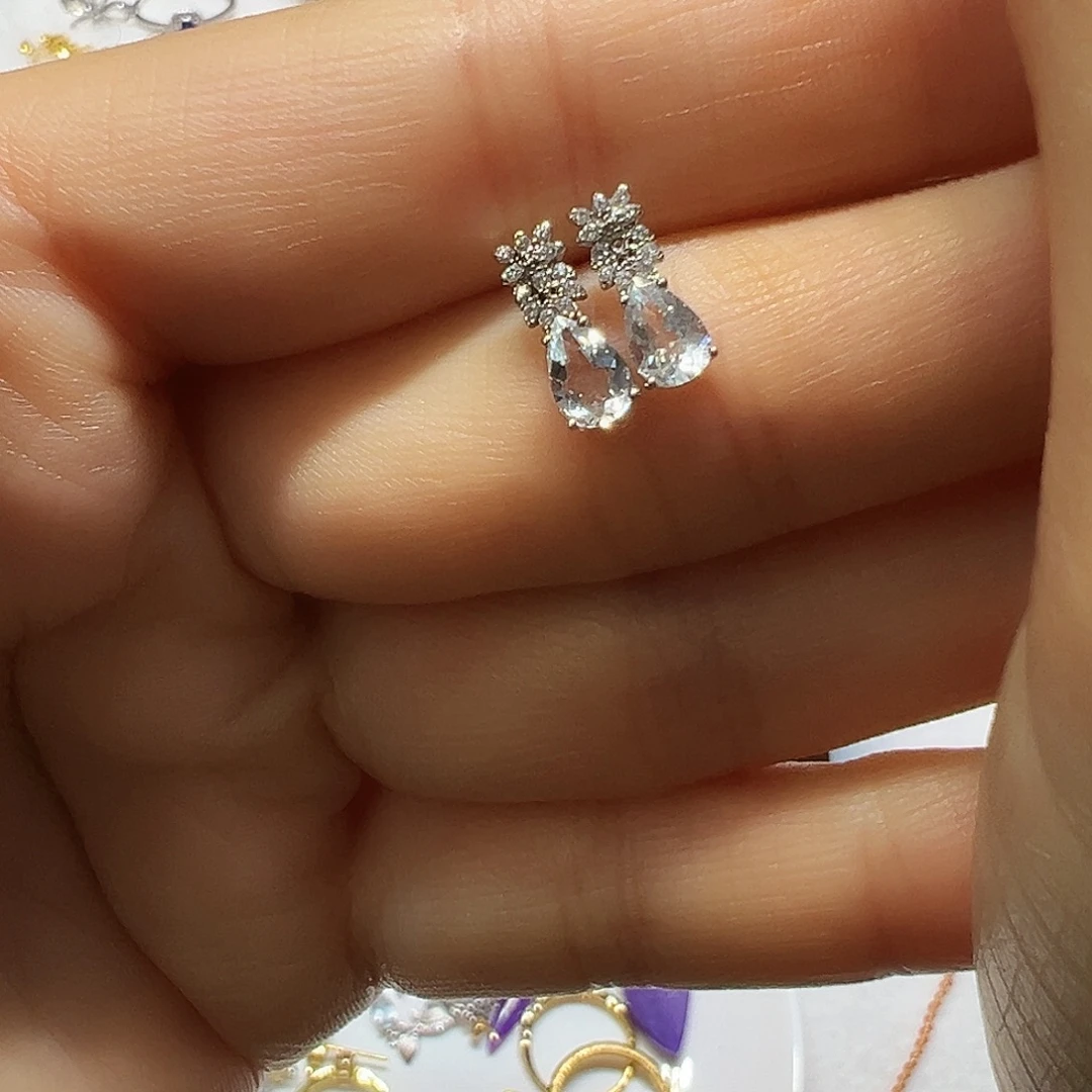 海蓝宝石耳坠银S925镶嵌