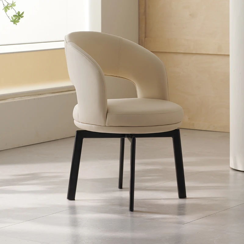 餐桌椅轻奢360度旋转餐椅家用现代简约真皮椅子转椅凳子靠背椅