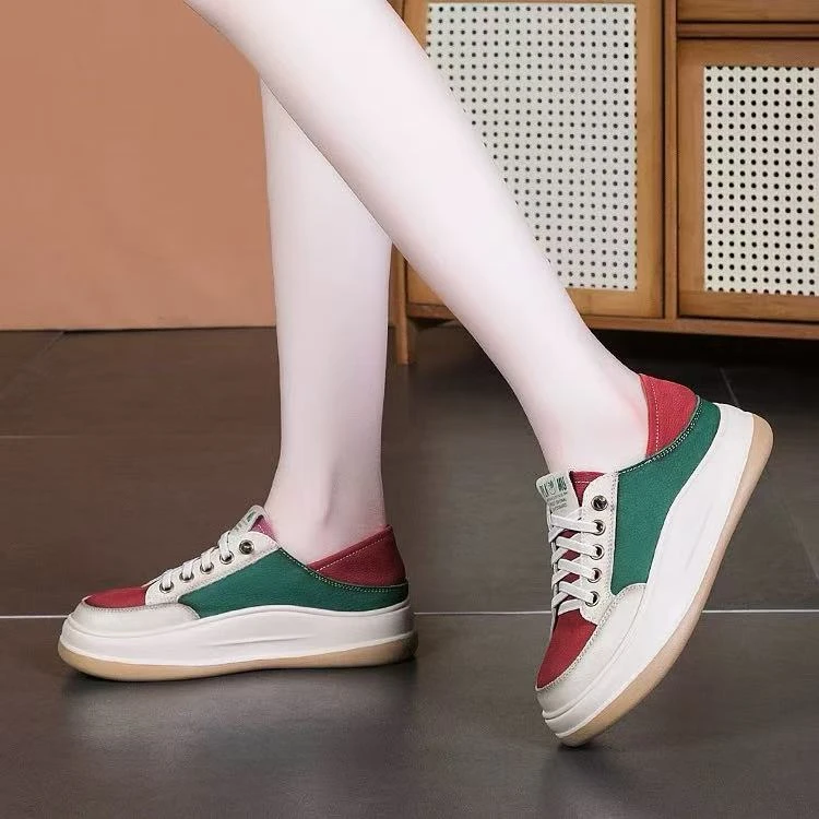 C7171  红色 厚底板鞋女款夏季2025新款小白鞋百搭