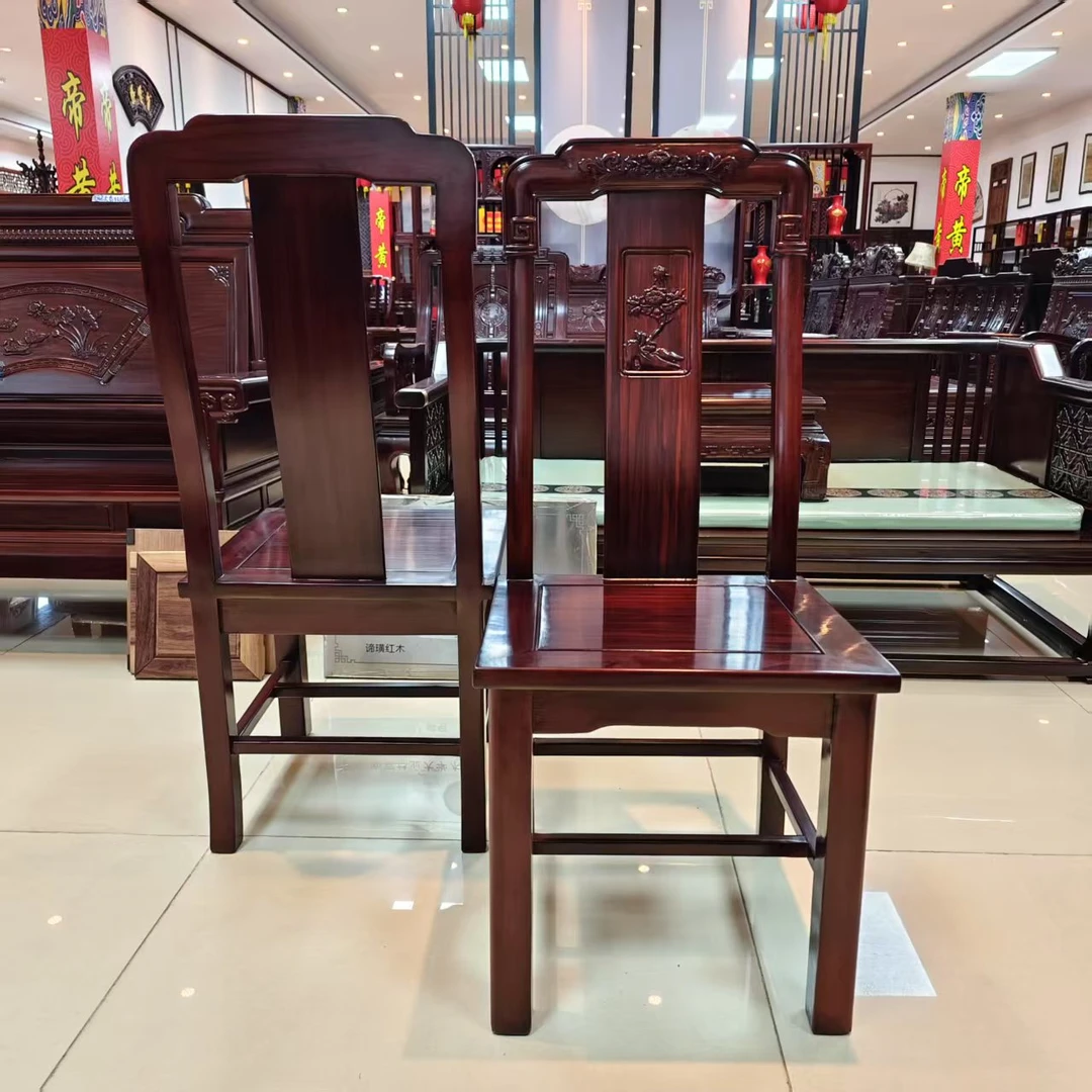 （两张）酸枝木 餐厅牡丹餐椅尺寸：长45宽44坐高44背高104