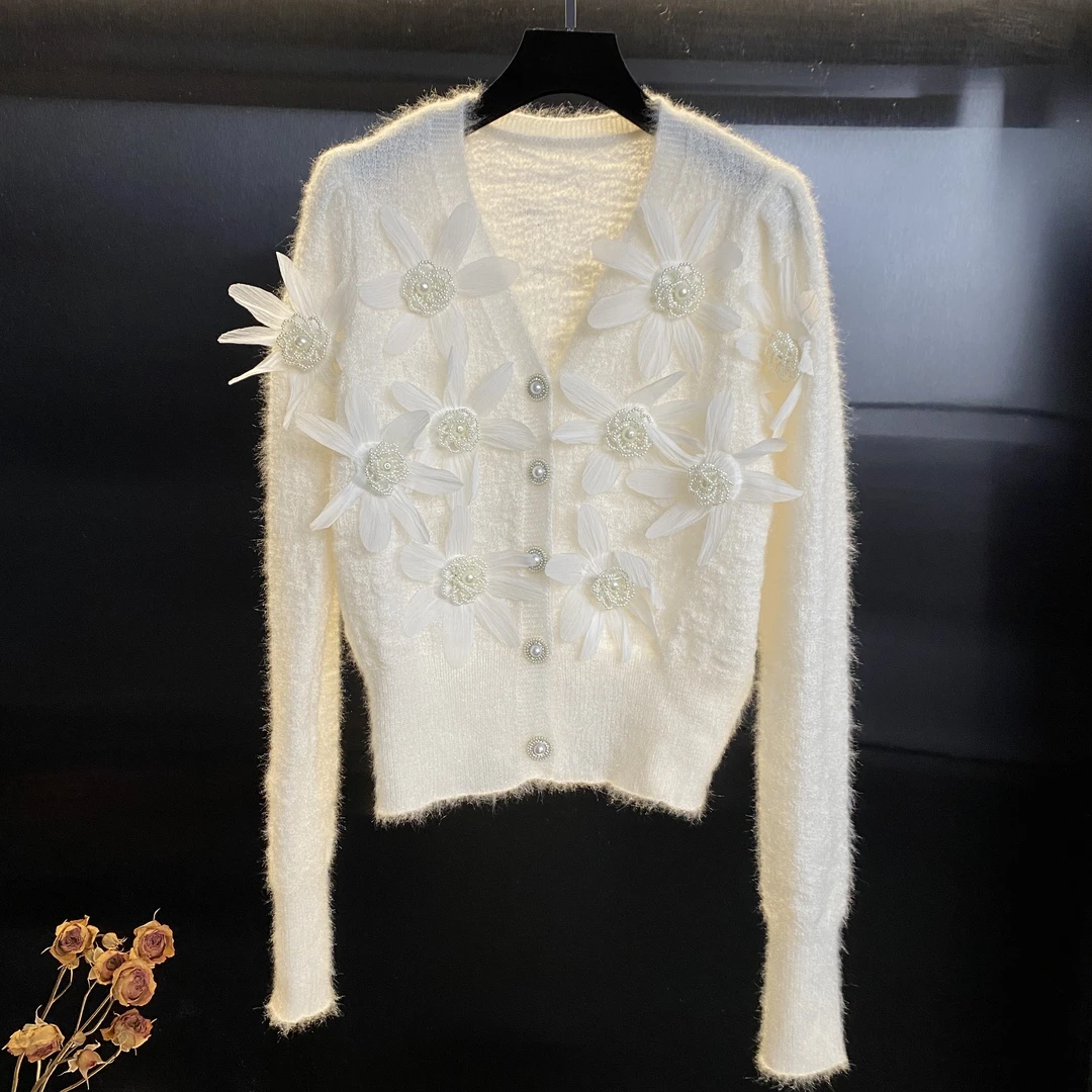 【老李推荐】25款轻奢重工时尚气质设计感百搭花朵毛衣上衣GKMY-276