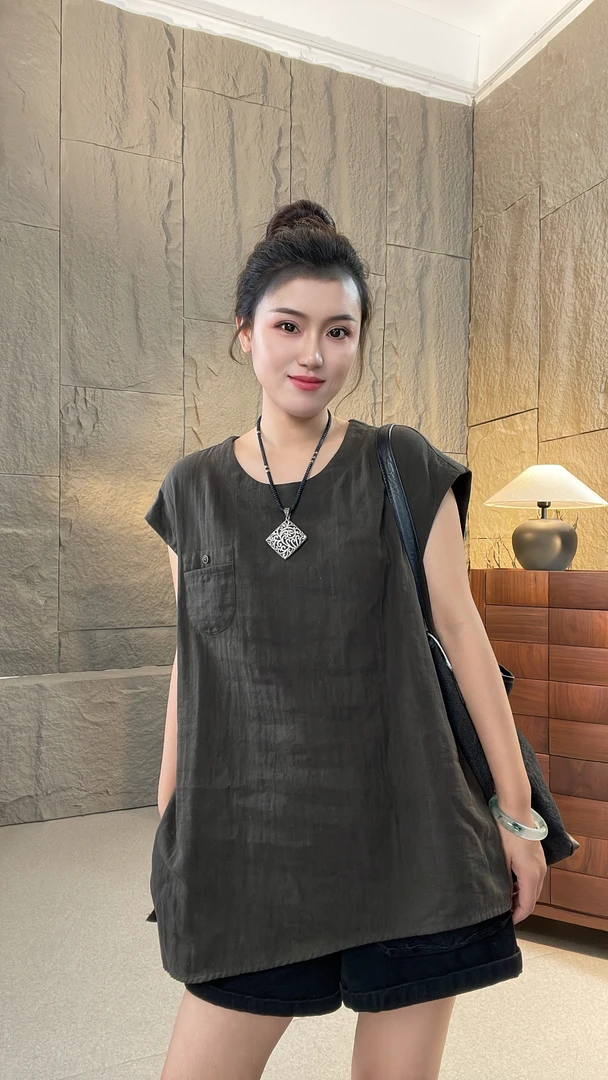 素格【1656】无领小飞袖婴儿棉面纱衬衣