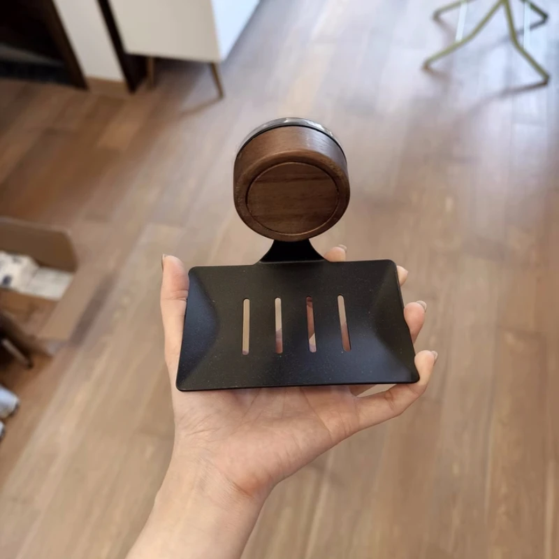 胡桃木吸盘肥皂置物架浴室卫生间免打孔壁挂沥水洗漱台墙面香皂盒