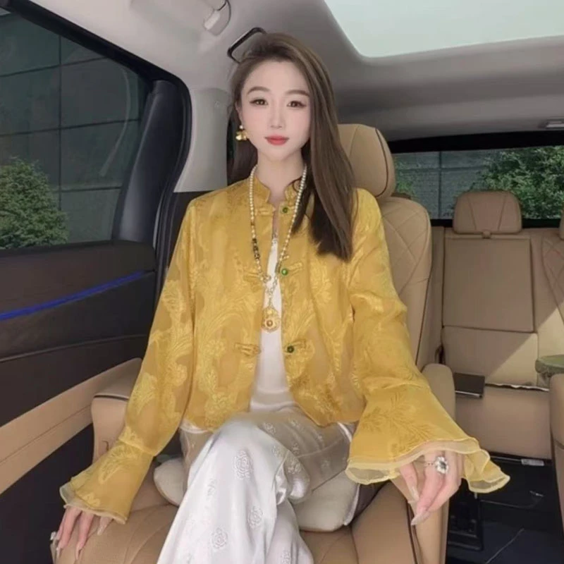 夏季新中式气质时尚一枝独秀提花防嗮外套