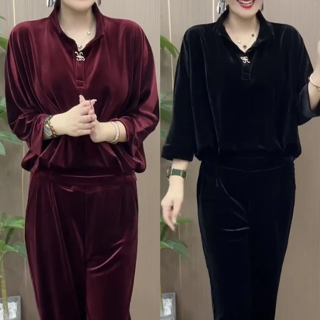 秋季洋气百搭宽松五分袖上衣搭配裤子时尚气质套装