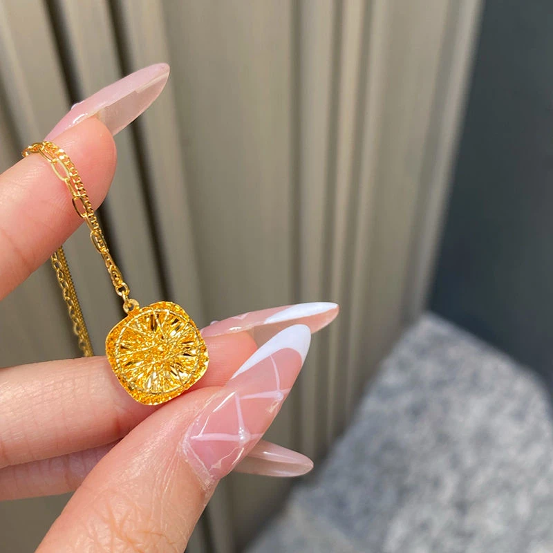 合金项链 小方糖套链精致时尚适合女生佩戴ins锁骨链小众饰品金色