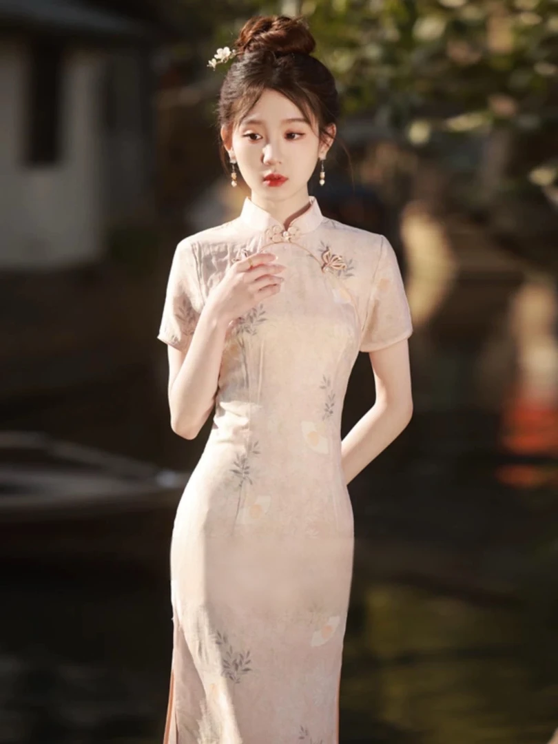 【2323 花样年华 水粉色】显瘦气质修身优雅复古中国风旗袍