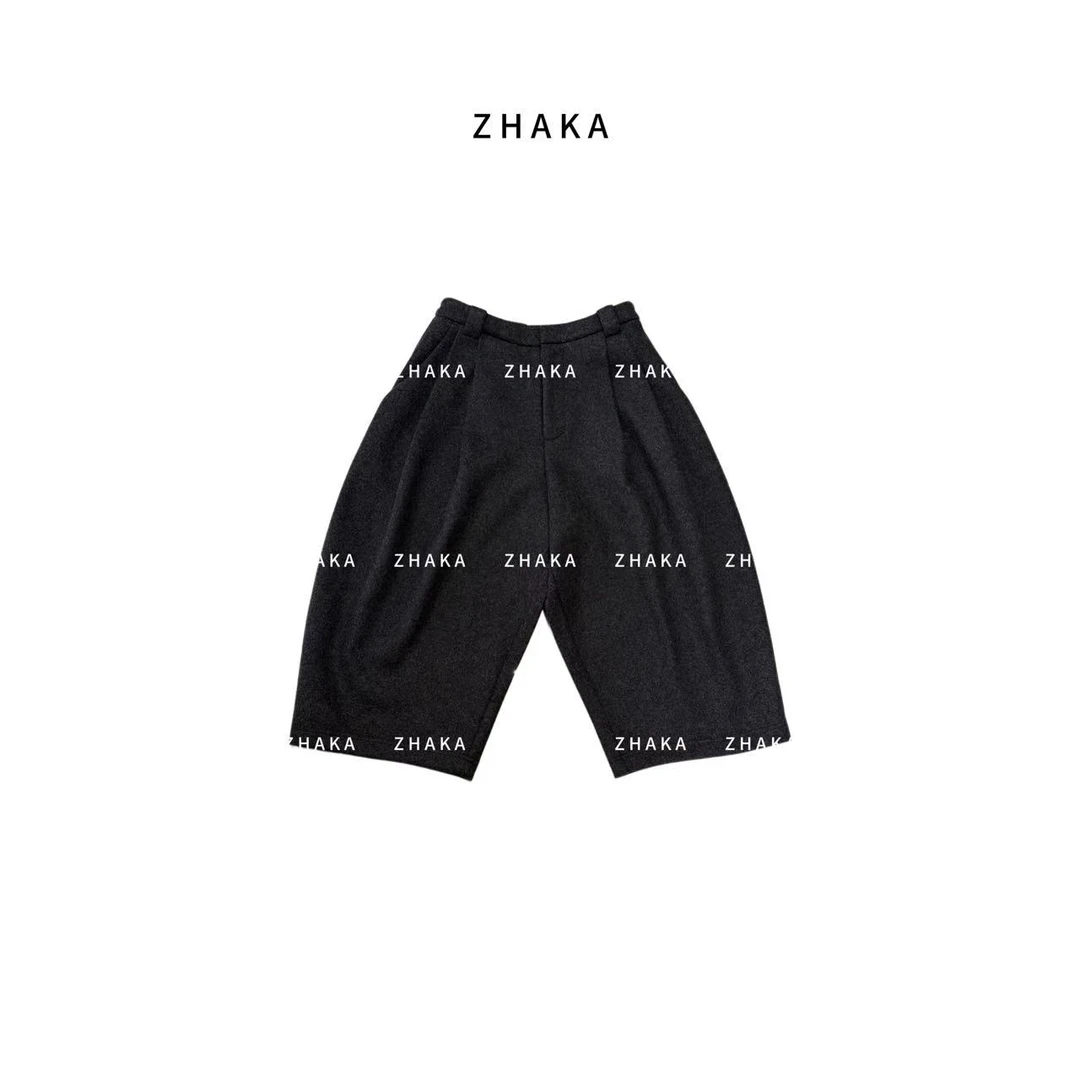 ZHAKA/宽松美丽诺羊毛六分休闲裤zk4600