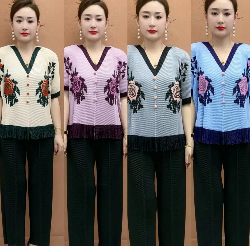 LY洋气减龄宽松流苏褶皱衫