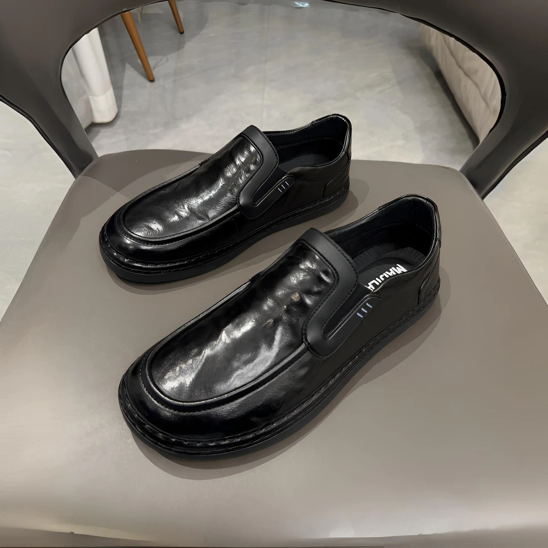 男鞋2025春季新款男士纯皮商务休闲皮鞋韩版时尚百搭一脚蹬乐福鞋