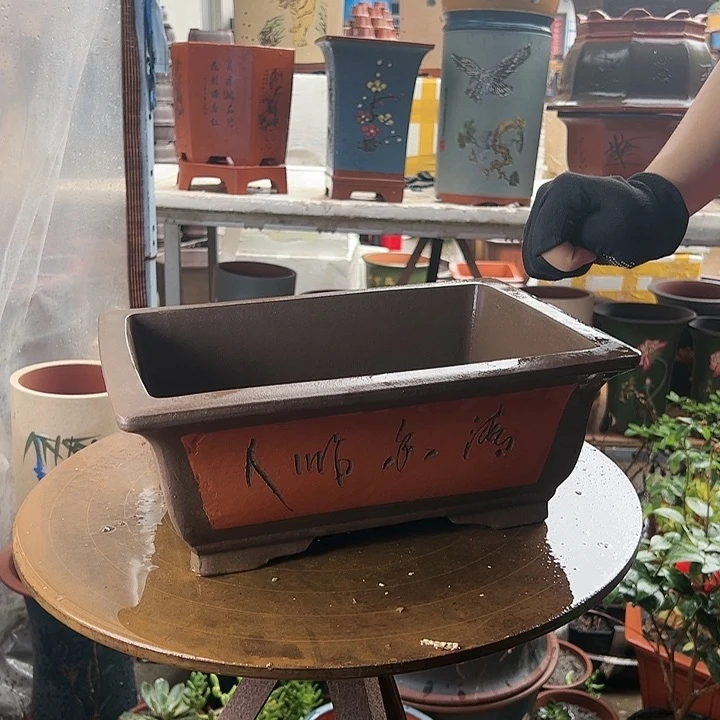 宜兴紫砂花盆31红马槽