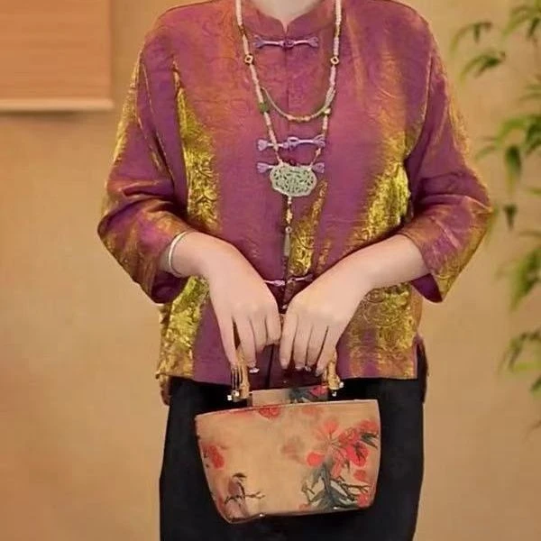 百搭秋季中式复古盘扣立领薄款国风妈妈装时尚网红上衣防晒衣女款