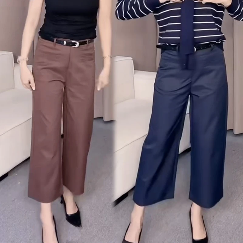小个子早秋新款直筒休闲法棍裤女高腰宽松阔腿裤时尚显瘦西装裤