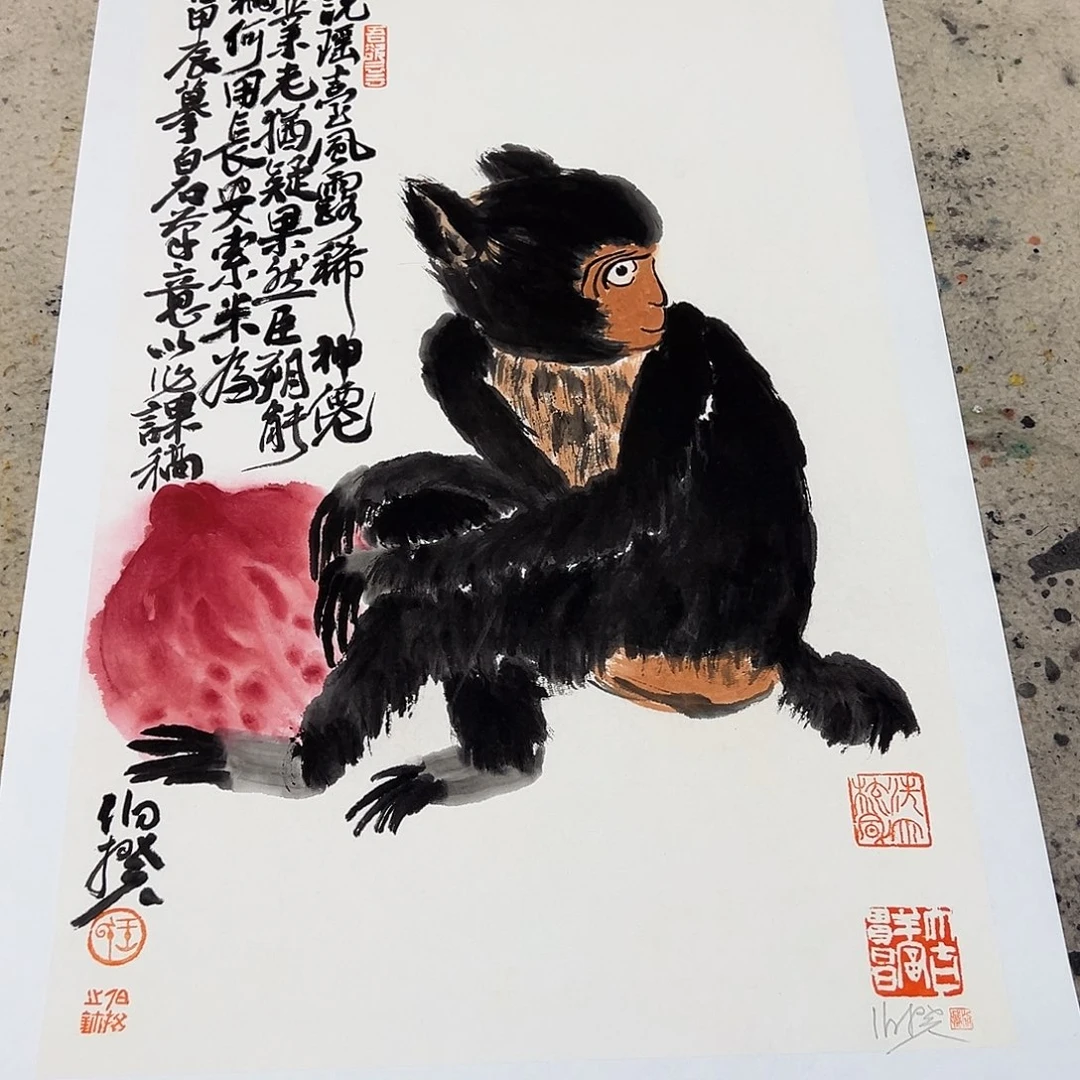 绘画亲笔签名版画版画