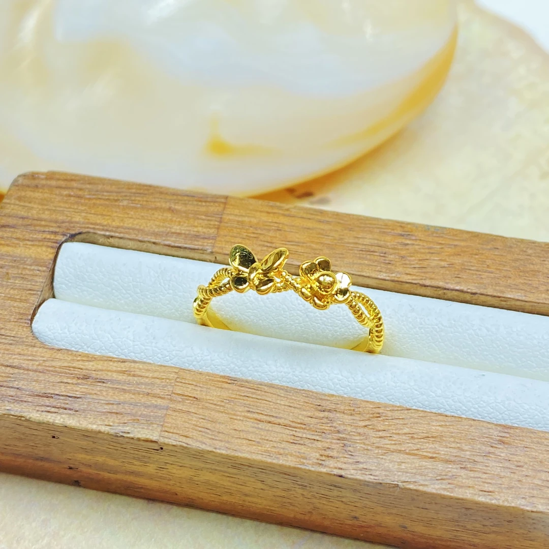 戒指 爆款K0290经典黄色蝴蝶小花闭口戒指多样性发货47975
